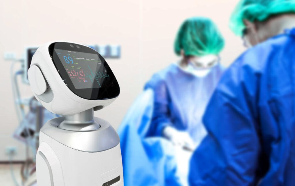 Robotic advisor service technology in healthcare smart hospital , artificial intelligence concept. Surgury Doctors in operating room and robot display status of patient. | Invest in Holland